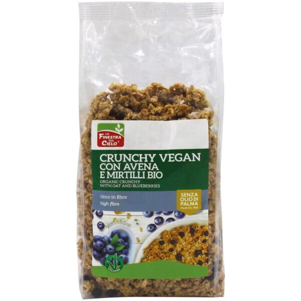 Crunchy vegan con avena e mirtilli